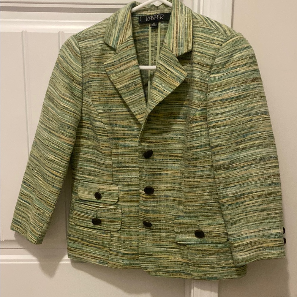 Kasper Green Striped Blazer